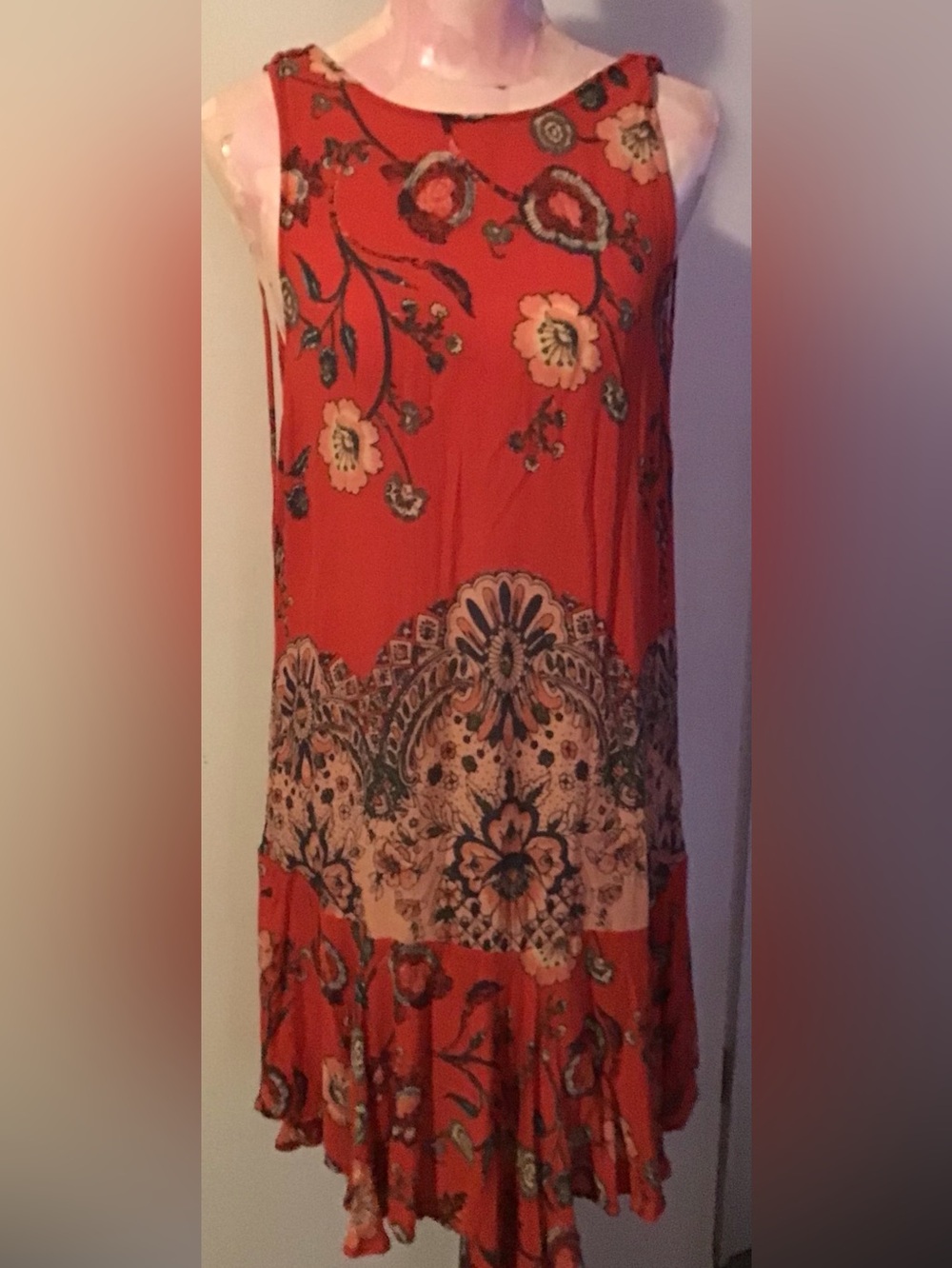 Free People Rust Floral Paisley Dress
